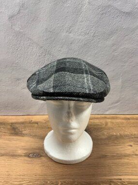 Barbour Moon Wool Plaid Flat Cap Newsboy Hat - Size 7